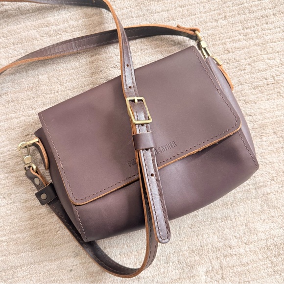 Portland Leather Metro Crossbody Bag- Mini Color: Grizzly - Picture 12 of 15